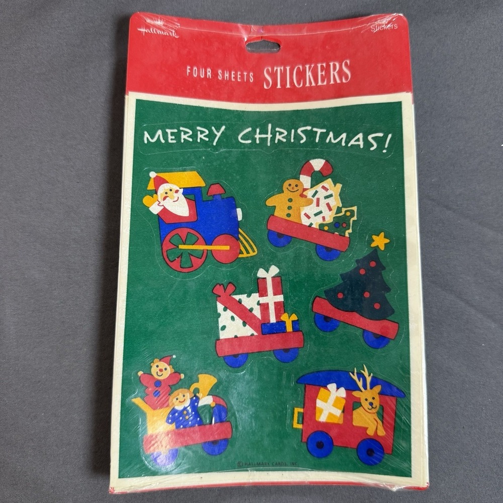Vintage 1992 Hallmark Christmas Stickers NOS Sealed Santa Train Reindeer Gift